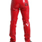 Sleek Red Glossy Skinny Pants
