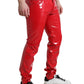 Sleek Red Glossy Skinny Pants