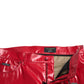 Sleek Red Glossy Skinny Pants