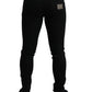 Elegant Black Cotton Skinny Jeans