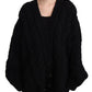 Elegant Black Wool-Cashmere Cardigan