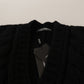 Elegant Black Wool-Cashmere Cardigan