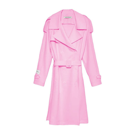 Chic Double-Breasted Pink Trench Coat