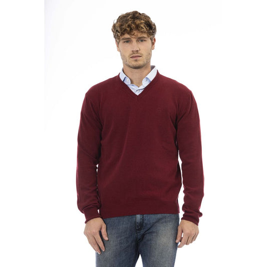 Burgundy Wool Men Sweater