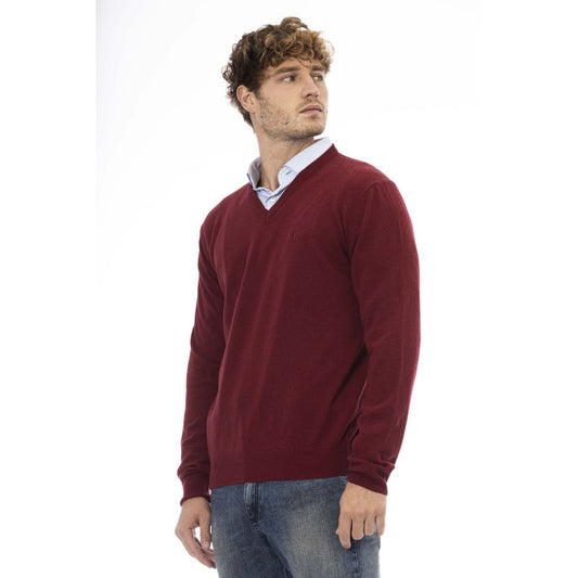 Burgundy Wool Men Sweater