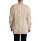 Elegant White Cashmere Crew Neck Pullover