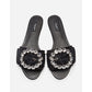 Elegant Woven Raffia Slippers with Jewel Buckle
