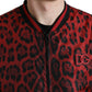 Red Leopard Nylon Bomber Jacket
