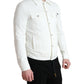 Elegant White Cotton Denim Jacket