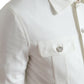 Elegant White Cotton Denim Jacket