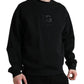 Elegant Black Cotton Blend Pullover Sweater