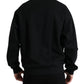 Elegant Black Cotton Blend Pullover Sweater