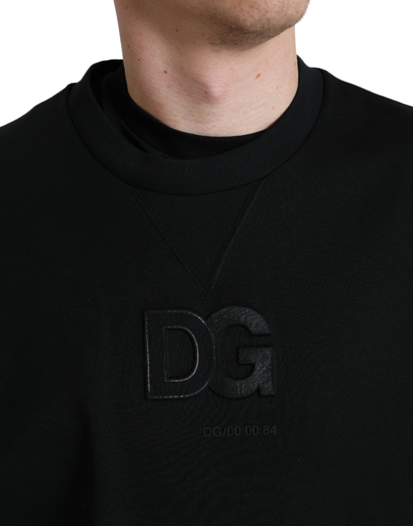 Elegant Black Cotton Blend Pullover Sweater