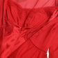 Elegant Red Pleated A-Line Midi Dress