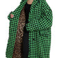 Elegant Green Houndstooth Trench Coat