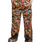 Elegant Satin Track Pants in Multicolor Marble