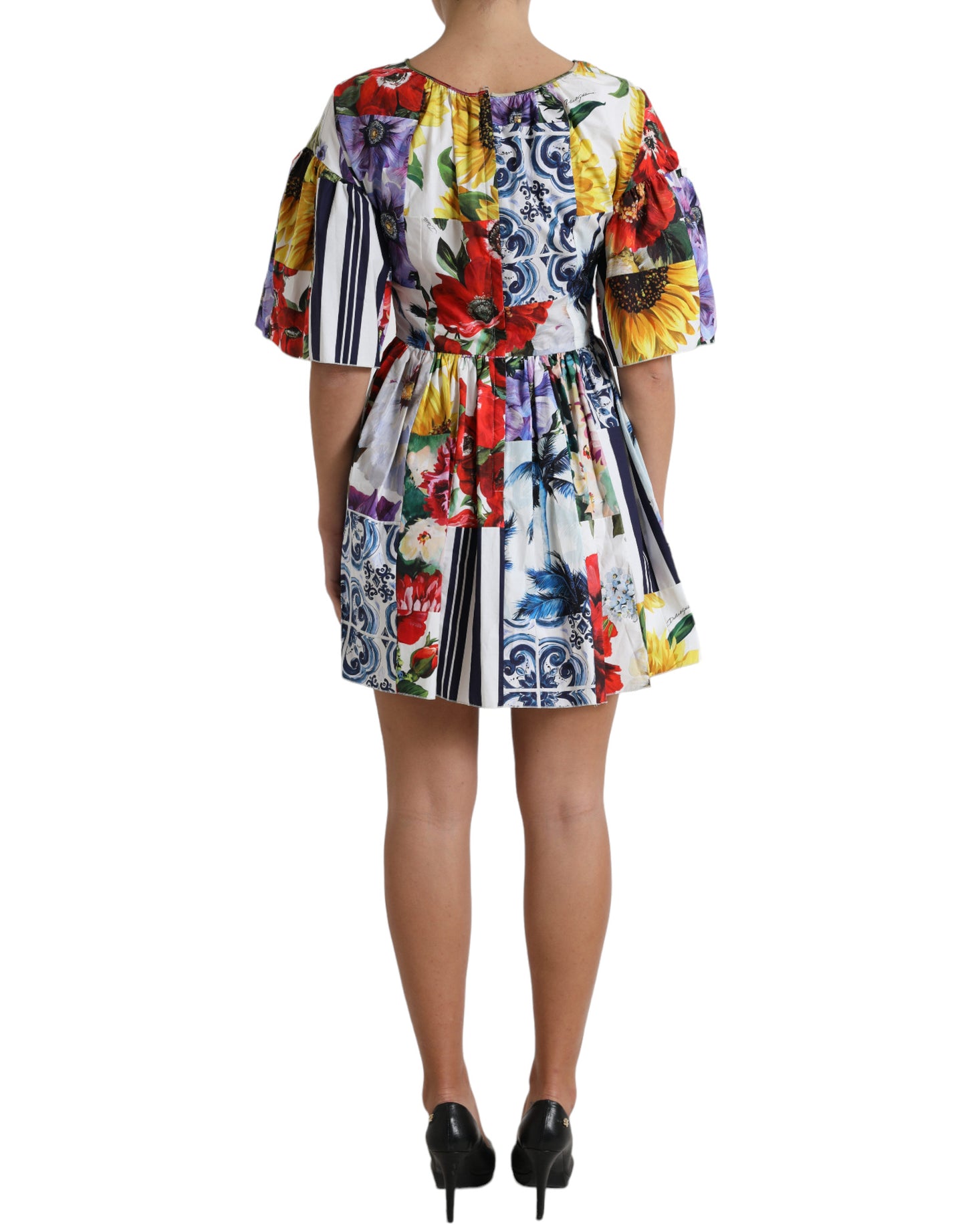 Elegant Striped Floral Mini Dress
