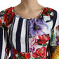 Elegant Striped Floral Mini Dress