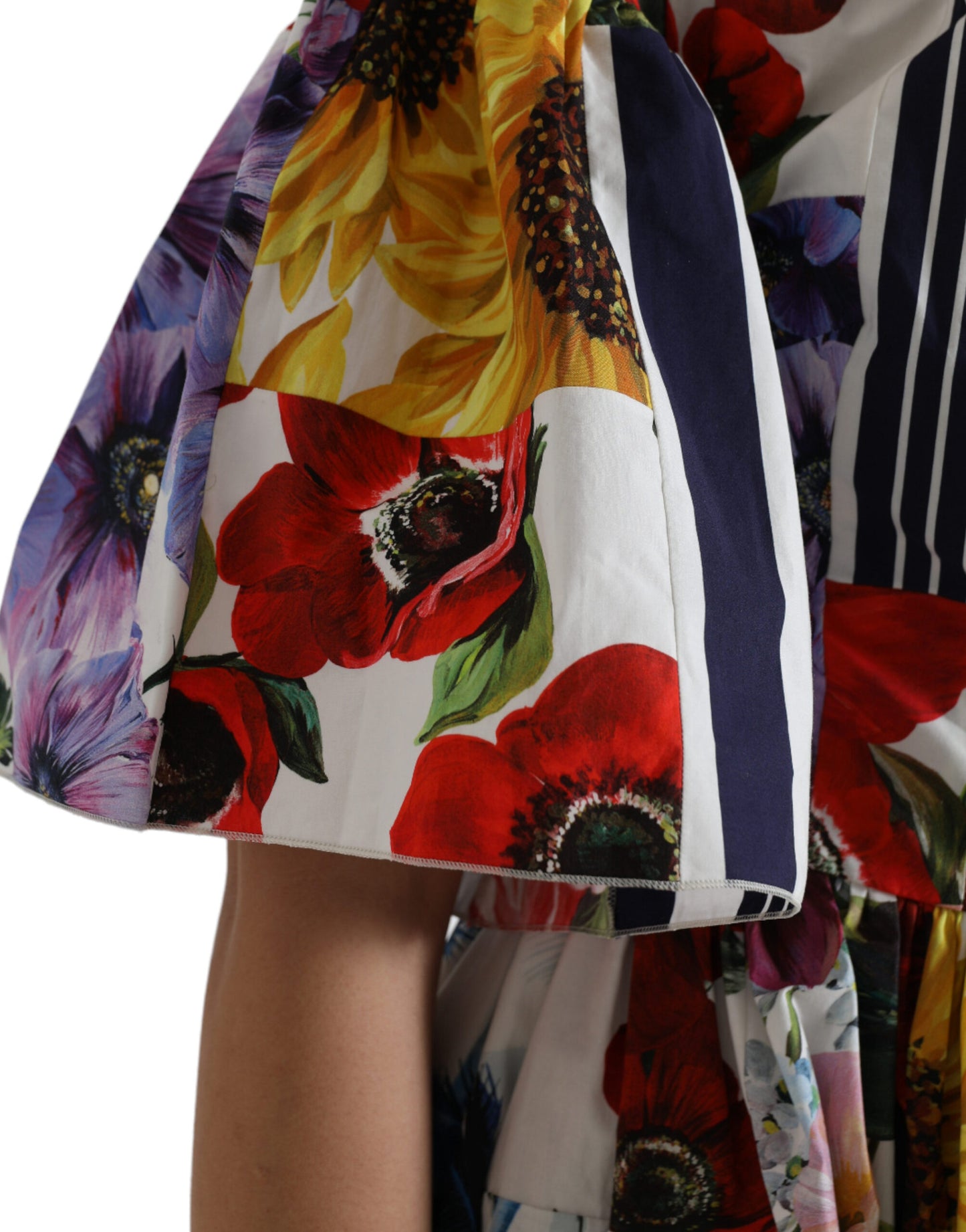 Elegant Striped Floral Mini Dress