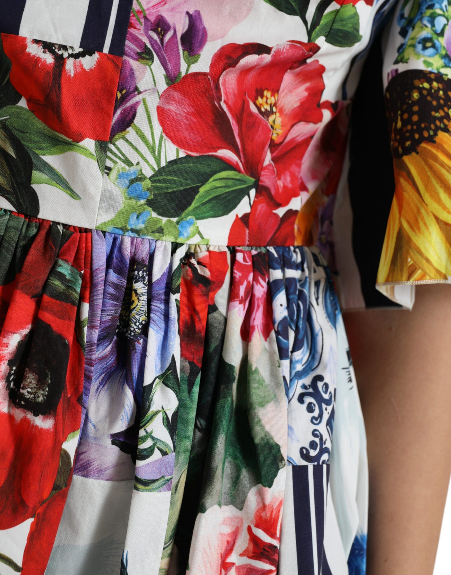 Elegant Striped Floral Mini Dress