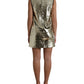 Elegant Silver Sequined Mini Dress