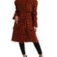 Elegant Houndstooth Long Coat in Vibrant Orange