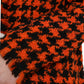 Elegant Houndstooth Long Coat in Vibrant Orange