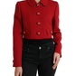 Red Virgin Wool Cropped Jacket