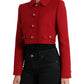 Red Virgin Wool Cropped Jacket