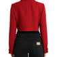 Red Virgin Wool Cropped Jacket