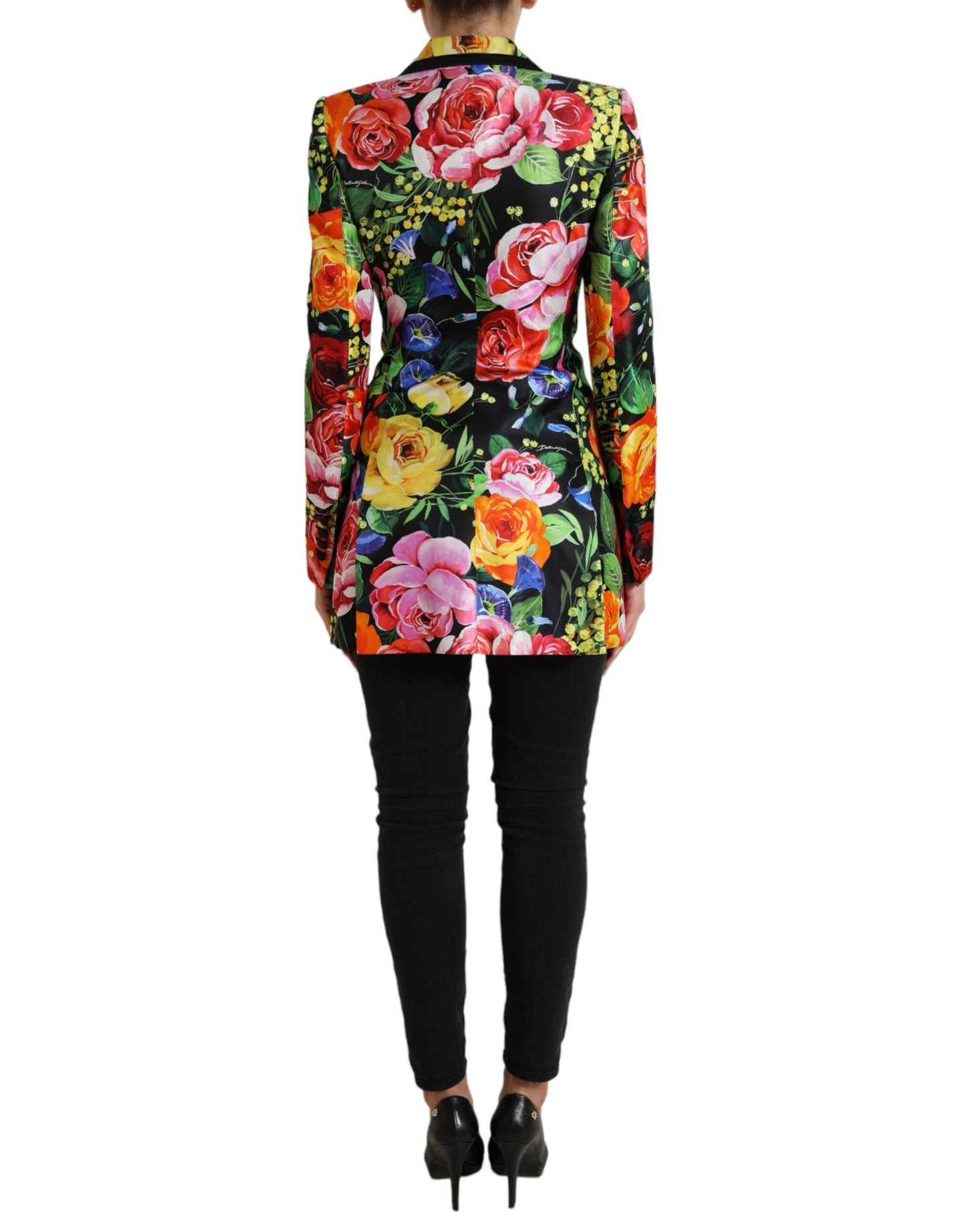 Elegant Multicolor Silk Blend Floral Blazer