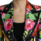 Elegant Multicolor Silk Blend Floral Blazer