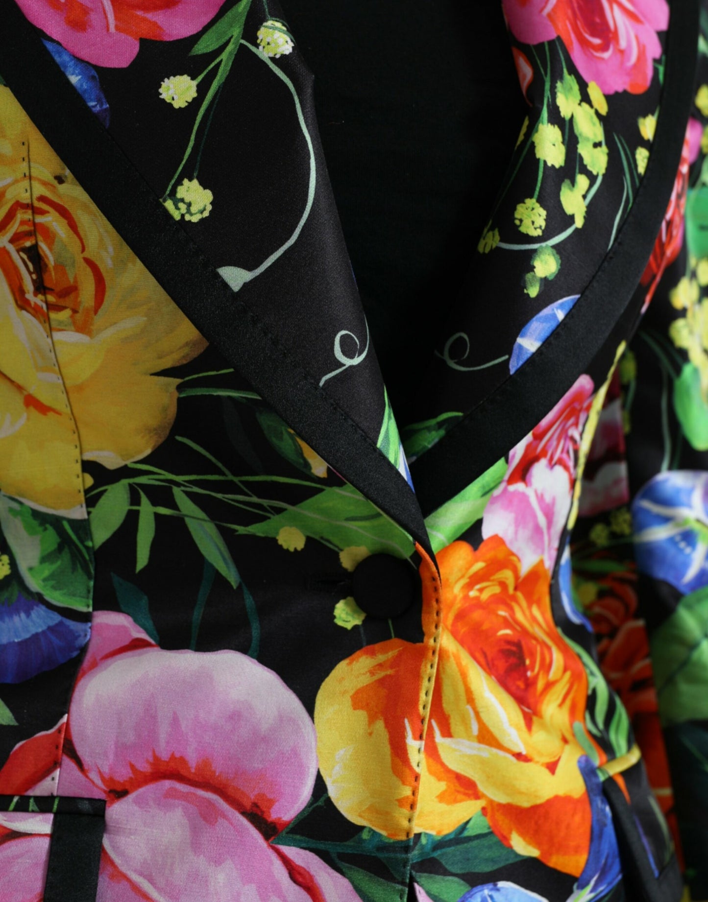 Elegant Multicolor Silk Blend Floral Blazer
