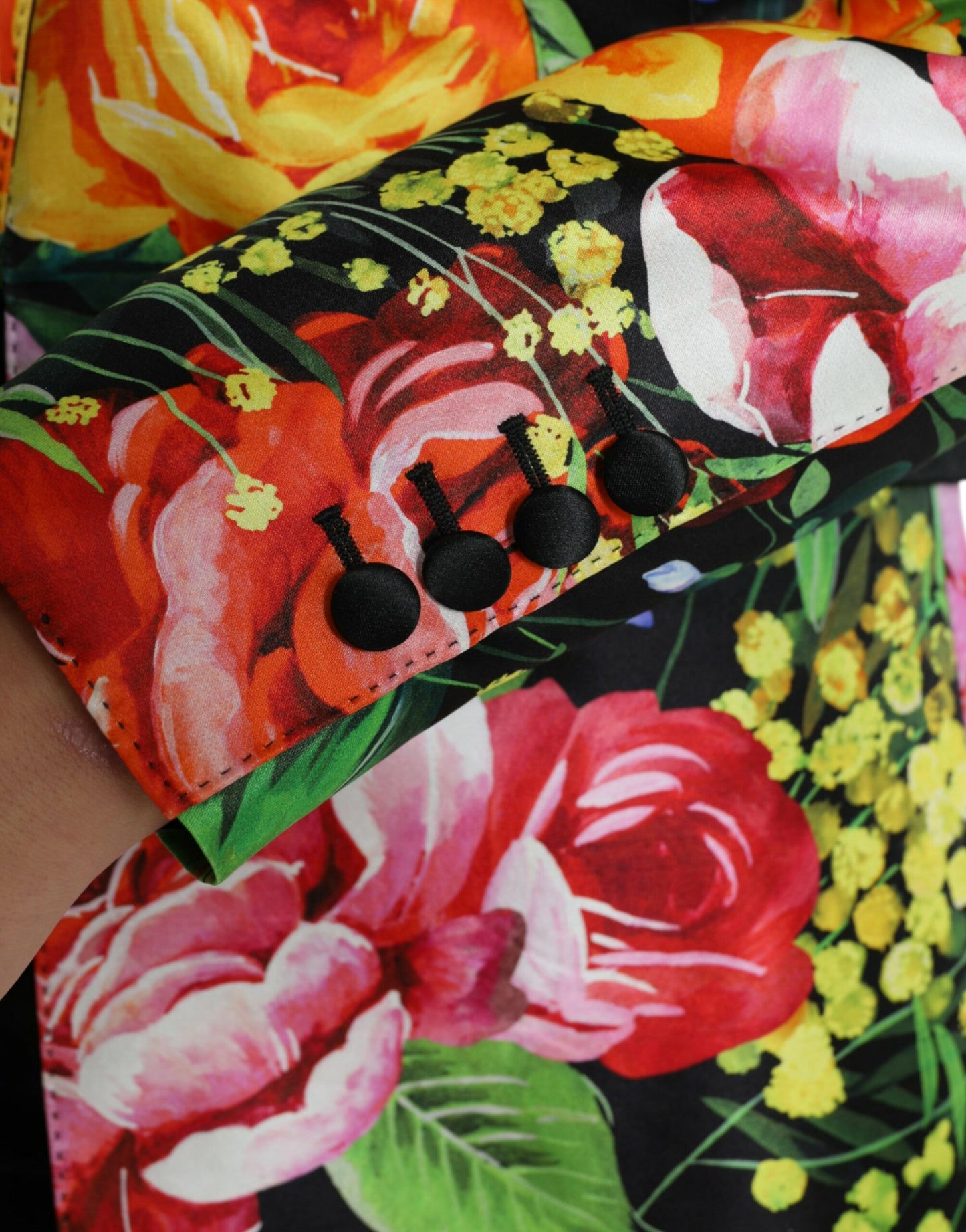 Elegant Multicolor Silk Blend Floral Blazer