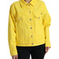 Chic Yellow Denim Button-Down Jacket