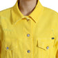 Chic Yellow Denim Button-Down Jacket