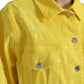 Chic Yellow Denim Button-Down Jacket
