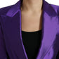 Elegant Purple Silk Single Breasted Suit