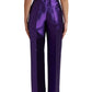 Elegant Purple Silk Single Breasted Suit