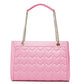 Chic Pink Faux Leather Heart Shopping Bag