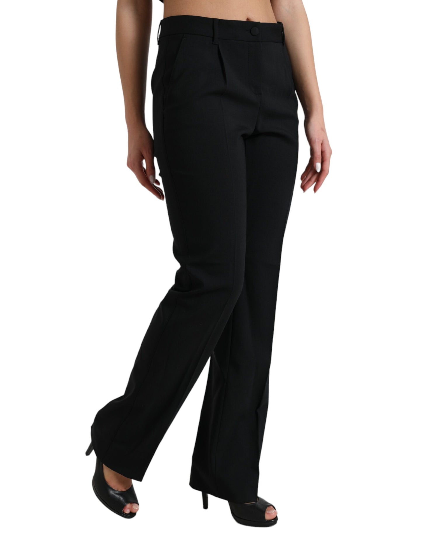 Elegant High-Waist Tapered Wool Pants