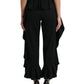 Elegant High Waist Ruffled Black Pants