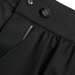 Elegant High Waist Ruffled Black Pants