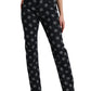 Chic Logo-Print High Waist Straight Jeans