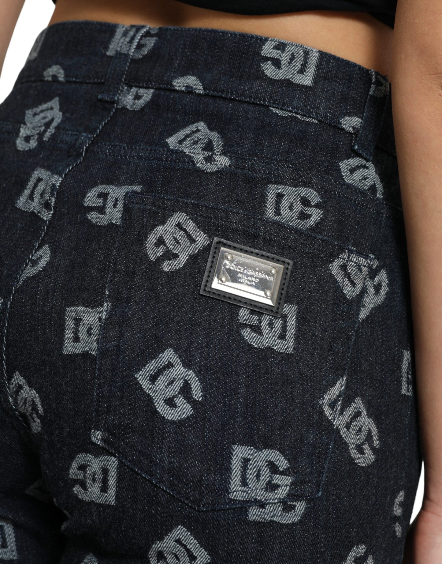 Chic Logo-Print High Waist Straight Jeans