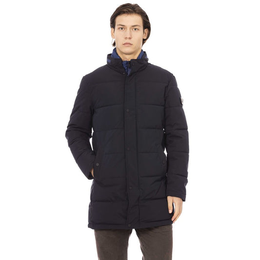 Blue Polyester Men Jacket