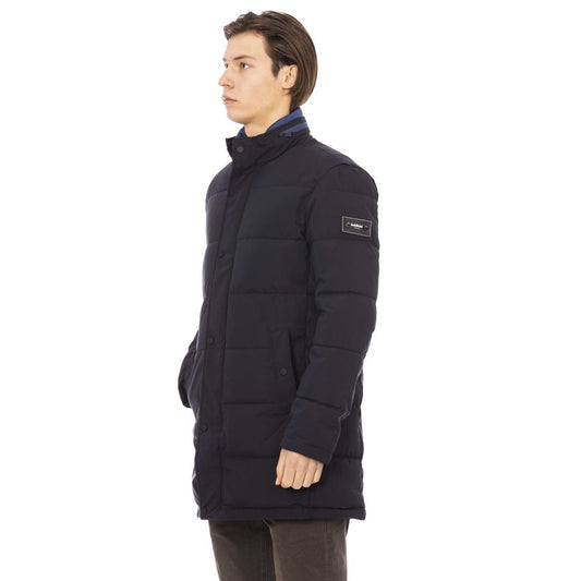 Blue Polyester Men Jacket