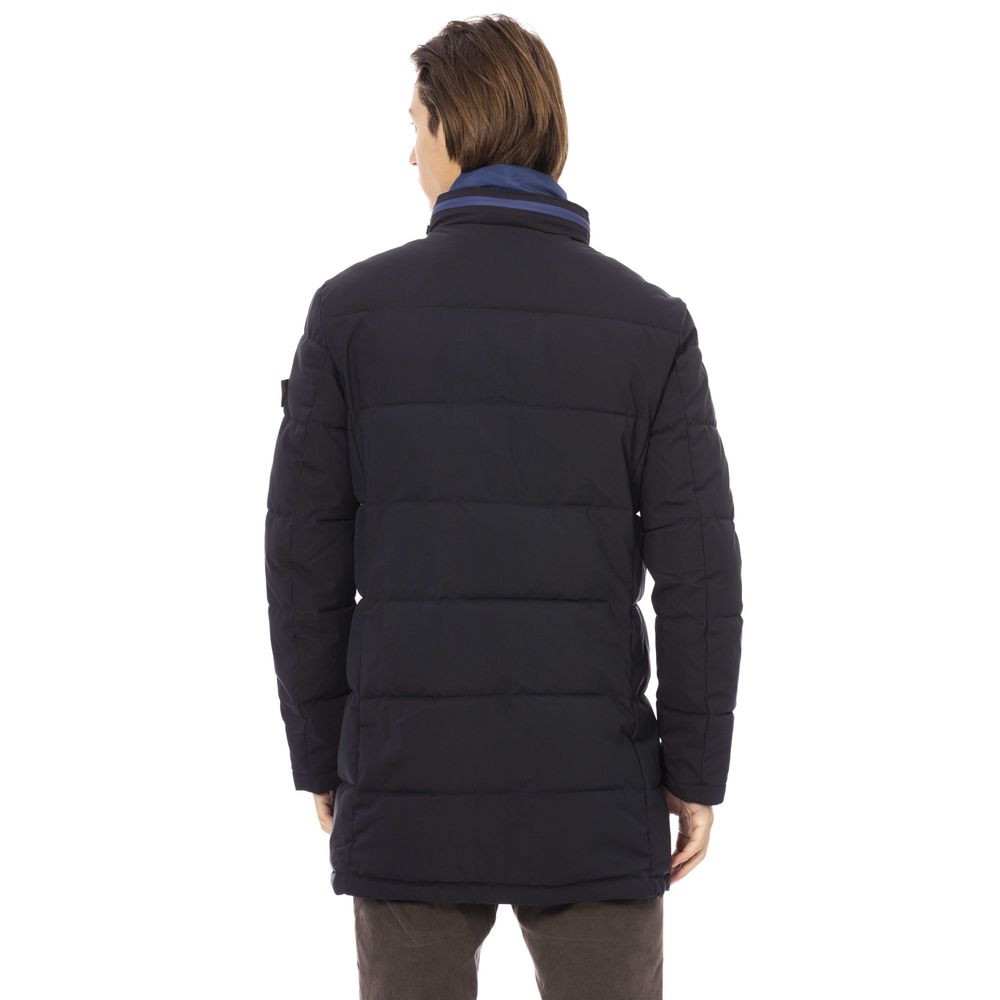 Blue Polyester Men Jacket