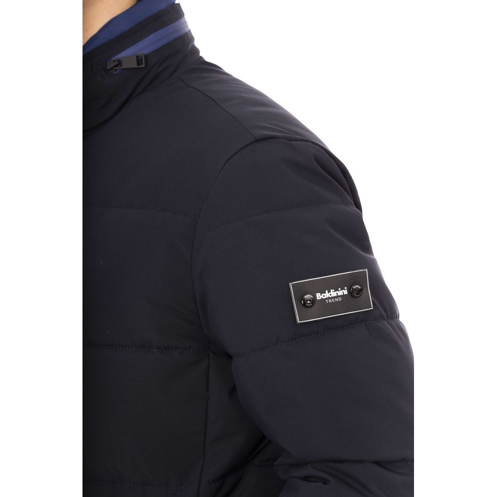Blue Polyester Men Jacket