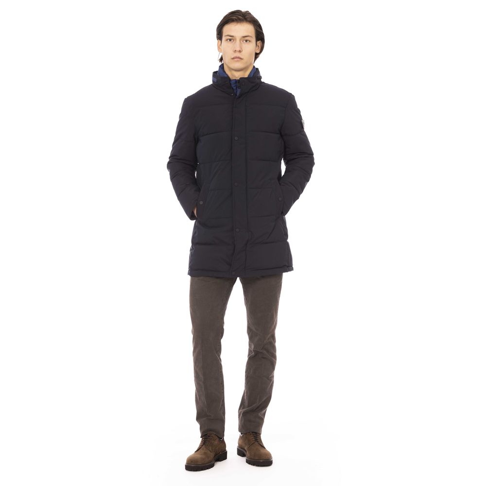 Blue Polyester Men Jacket